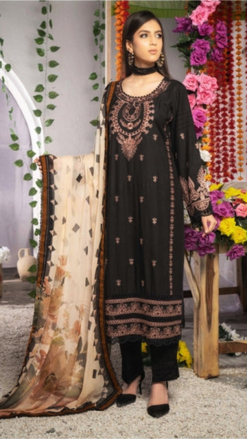 LS-2890 Ready to Wear | Winter Linen Suit | Onyx Black
