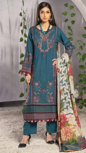 LS-2893 Ready to Wear | Winter Linen Suit | Ocean Teal