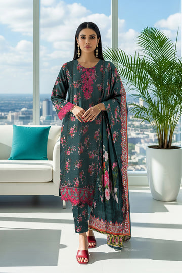 LS-2880 Ready-to-Wear Premium Winter Linen Suit - Forest Green