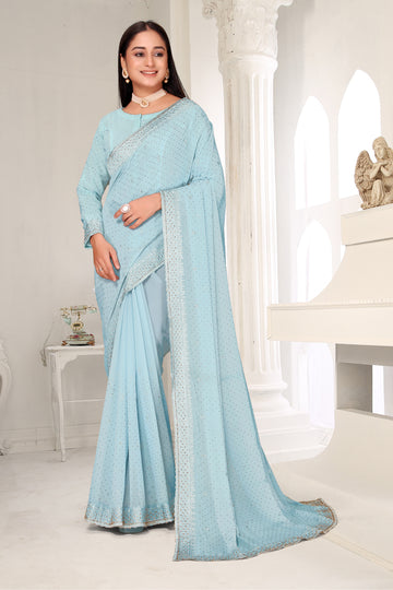 FBSR-634 Zari Stone Georgette Saree
