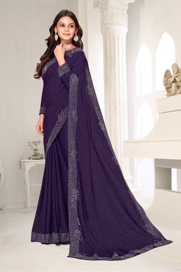 FBSR-708 Silver Embroidered Georgette Saree