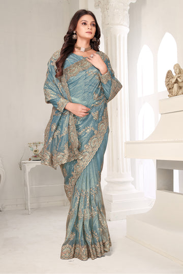 FBSR-730 Twilight Gold Embroidered Saree
