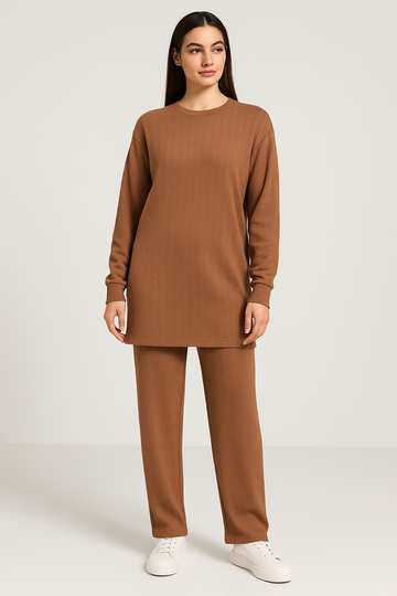 FBCRD-02 Fabeha Fashions Ribbed Knit Coord Set – Women’s Two-Piece Lounge & Casual Outfit | Winter 2025 Collection