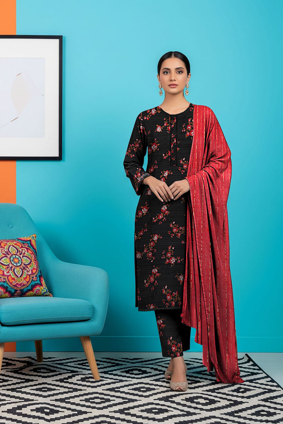 LS-2834.              Ready-to-Wear Polo Linen Pakistani Suit - Onyx Black