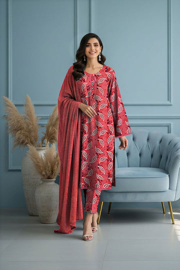 LS-2851.              Ready-to-Wear Polo Linen Pakistani Suit - Coral