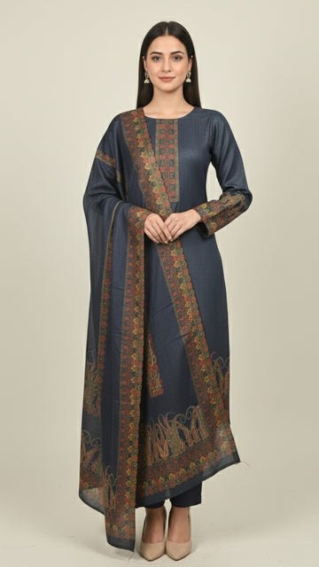 FBLSU-05 Affordable Premium Pashmina Suit | Placement Print | Ready-to-Wear 3-Piece Set