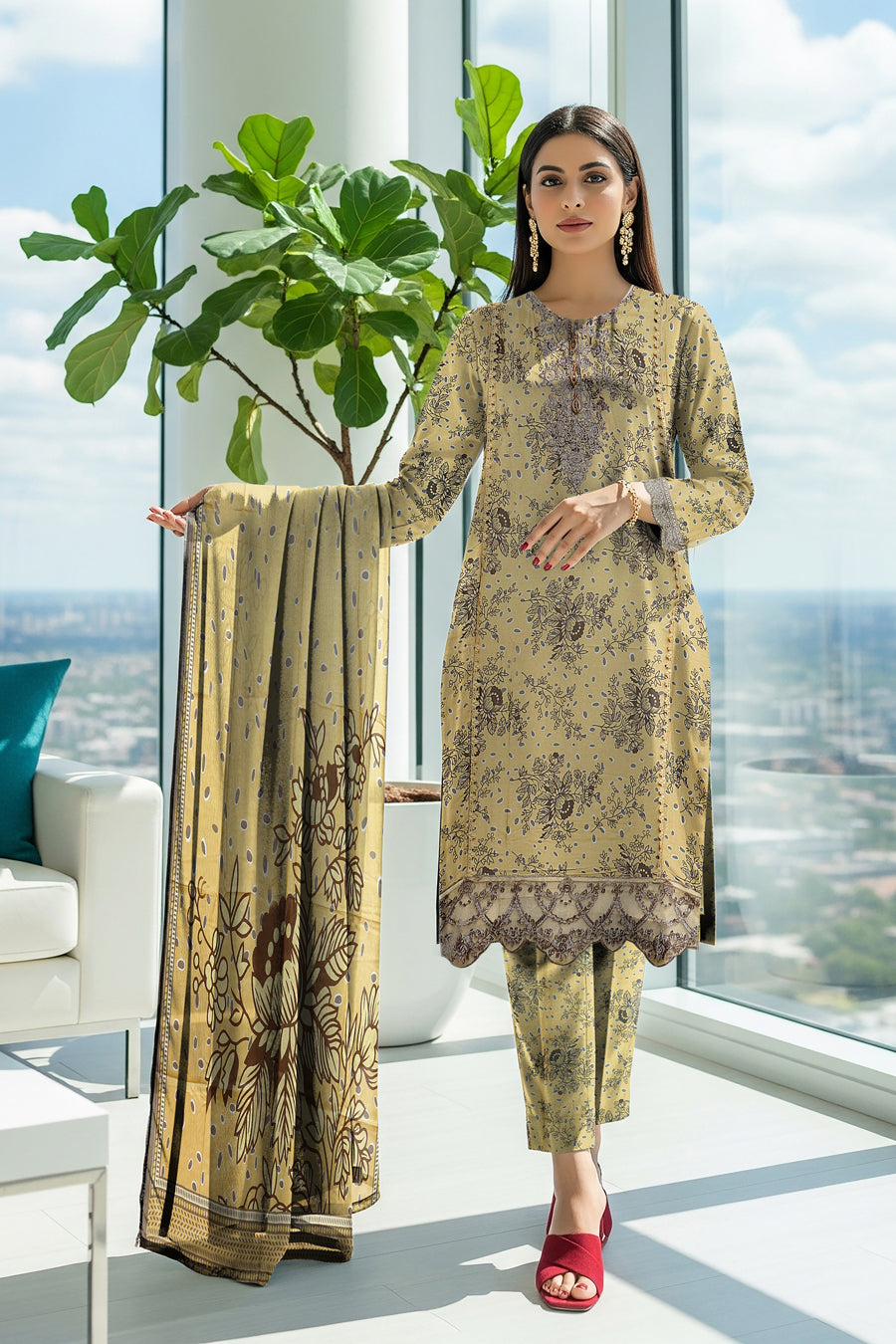 LS-2879 Ready-to-Wear Premium Winter Linen Suit - Goldenrod