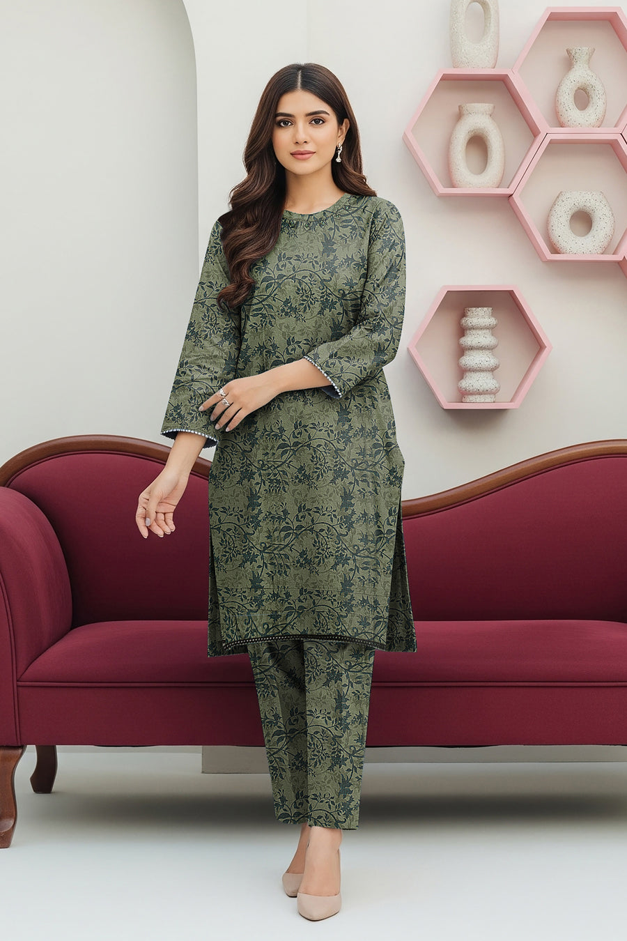 LS-2906 Premium Winter Dhanak 2-Piece|Ready to Wear| Co-ord Set|Moss Green & Deep Teal Digital Print