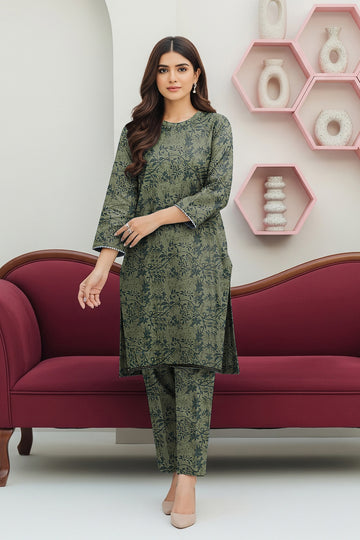 LS-2906 Premium Winter Dhanak 2-Piece|Ready to Wear| Co-ord Set|Moss Green & Deep Teal Digital Print