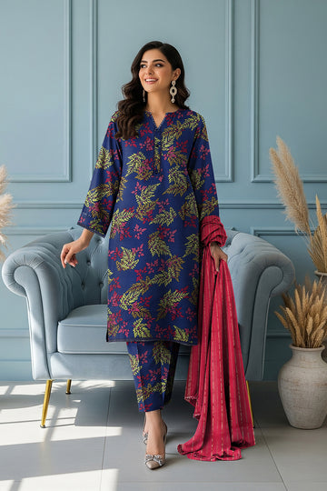 LS-2863        Ready-to-Wear Polo Linen Pakistani Suit - Midnight Floral
