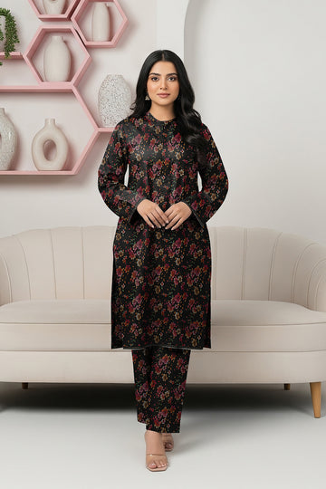 LS-2905 Premium Winter Dhanak 2-Piece |Ready to Wear |Co-ord Set| Black Floral Bloom Digital Print