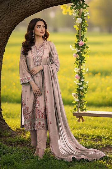 LS-2859 Ready-to-Wear Premium Hand Embroidered Suit - Champagne Gold