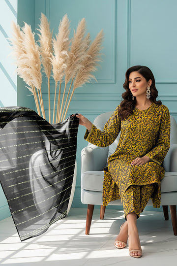 LS-2848.              Ready-to-Wear Polo Linen Pakistani Suit - Lemon Yellow