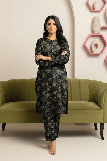 LS-2898 Premium Winter Dhanak 2 Piece| Ready to Wear | Co-ord Set | Black &Gold Digital Print
