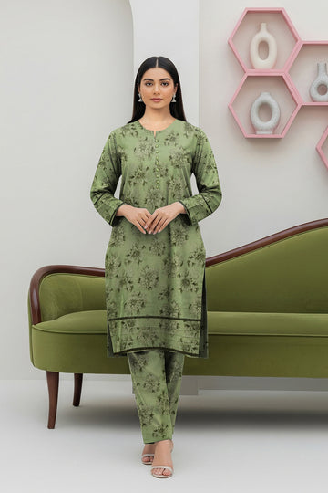 LS-2897 Premium Winter Dhanak 2-Piece Co-ord Set -Sage Green Digital Print