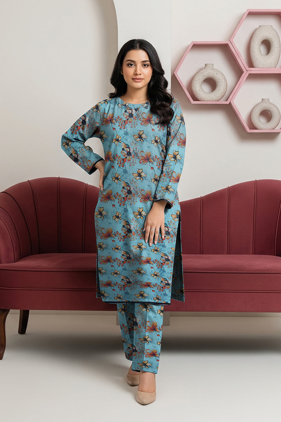LS-2908 Premium Winter Dhanak 2-Piece |Ready to Wear |Co-ord Set|Sky Azure Digital Print