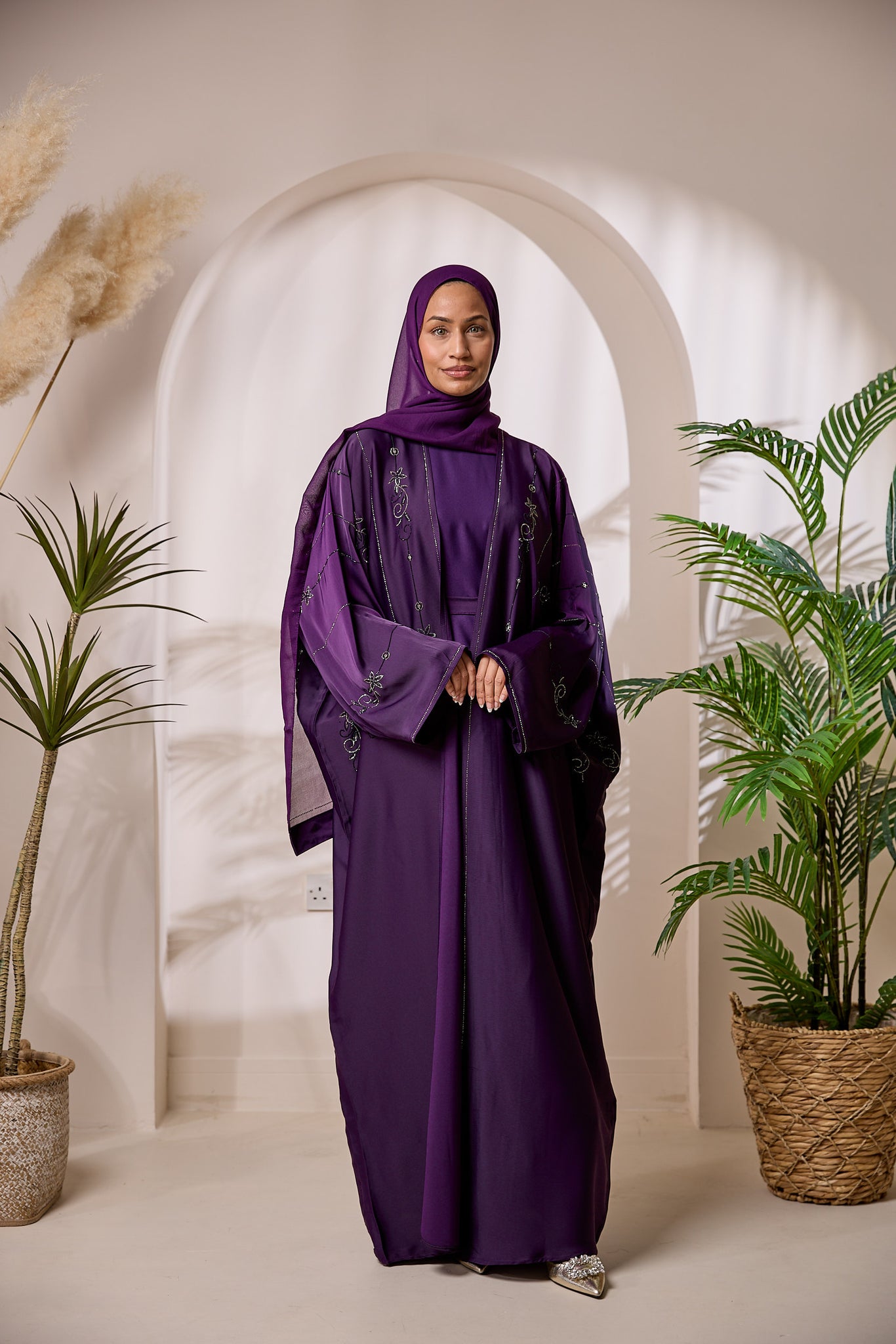 KAAT024  Opulent Rhinestone Abaya 4-Piece Set with Heavy Crystal Embellishment | KAAT LDN