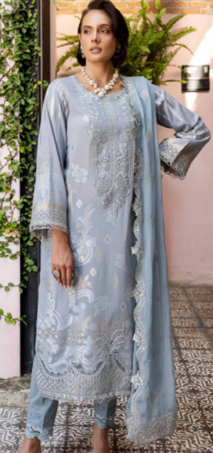 NE-01. NUREH Embroidered Jacquard Lawn | Stitched by Fabeha | Festive