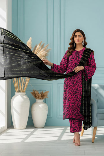 LS-2863.             Ready-to-Wear Polo Linen Pakistani Suit - Hot Pink