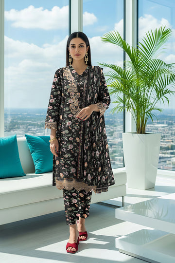 LS-2876 Ready-to-Wear Pakistani Premium Winter Linen Suit - Noir Black