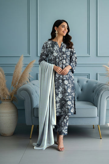 LS-2841.               Ready-to-Wear Polo Linen Pakistani Suit - Slate Grey