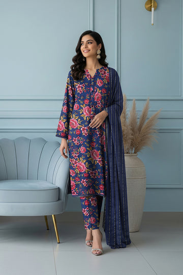LS-2860.             Ready-to-Wear Polo Linen Pakistani Suit - Rich Navy Blue