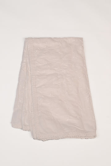 FBDUP-28 Elegant Mul Cotton Dupatta with Chikan Embroidery & Lace Border