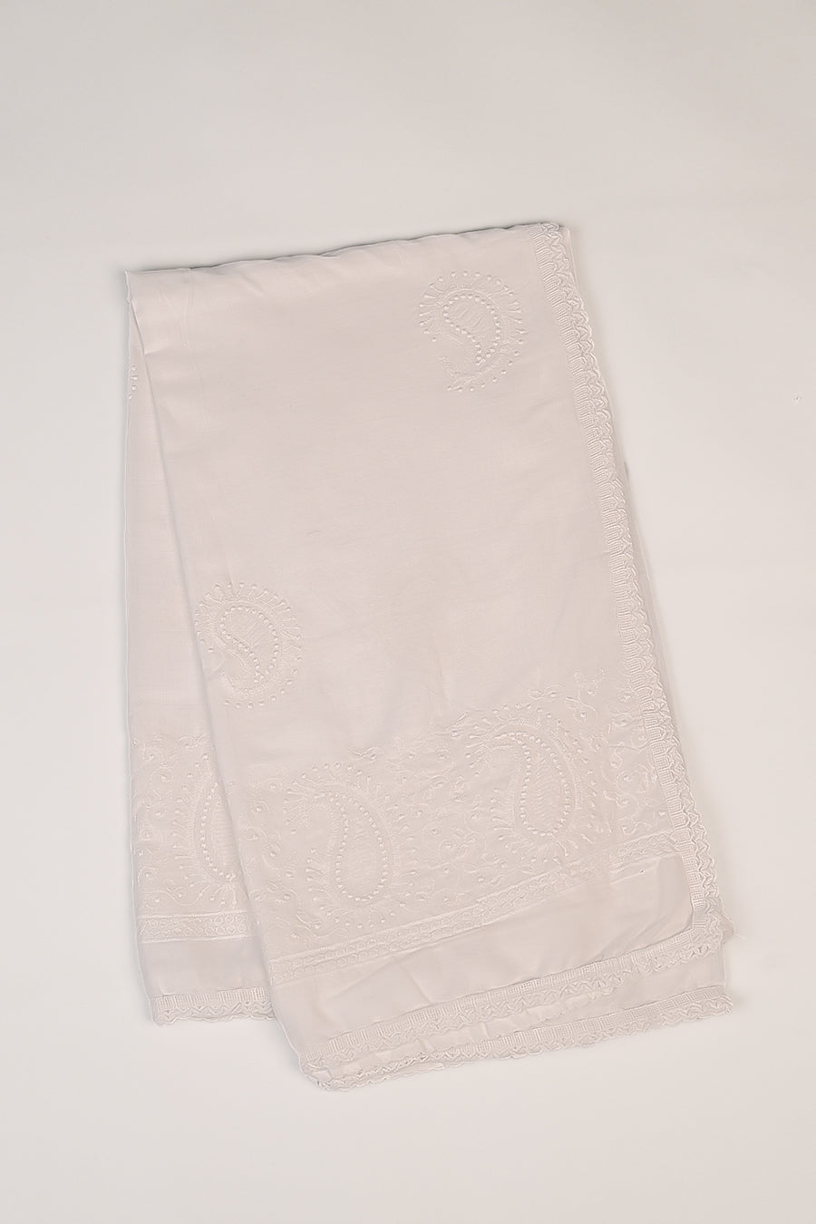 FBDUP-29 Elegant Mul Cotton Dupatta with Chikan Embroidery & Lace Border