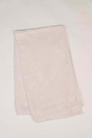 FBDUP-29 Elegant Mul Cotton Dupatta with Chikan Embroidery & Lace Border