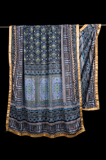 FBDUP-38 Chinnon Dupatta with Sindhi-Inspired Motifs & Golden Border