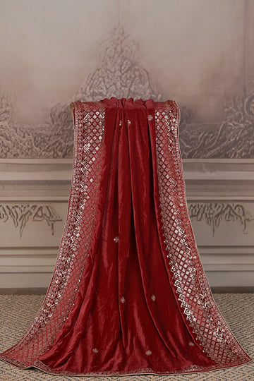 FBDUP-40 Premium Micro Velvet Dupatta with Embroidered Border & Motifs