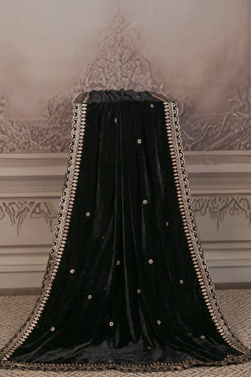FBDUP-41 Premium Micro Velvet Dupatta with Embroidered Motifs & Ornate Border