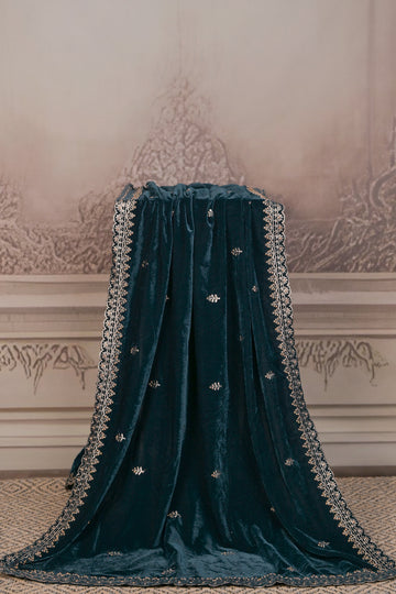 FBDUP-42 Premium Micro Velvet Dupatta with Embroidered Border & Regal Detailing