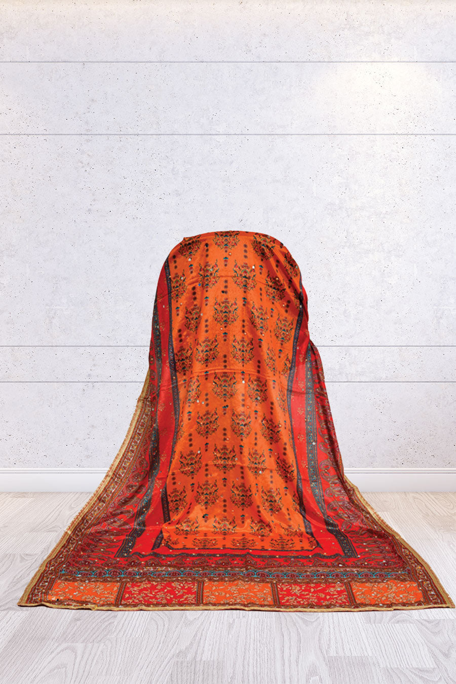 FBDUP-46 Multicolour Floral Motif Chinnon Dupatta with Ornate Borders