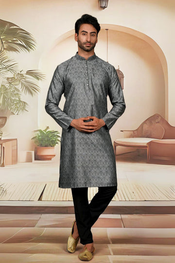 FBMS-282  Fabeha | Men's Premium Textured Jacquard Kurta Pyjama | Tailored Suiting-Grade Set