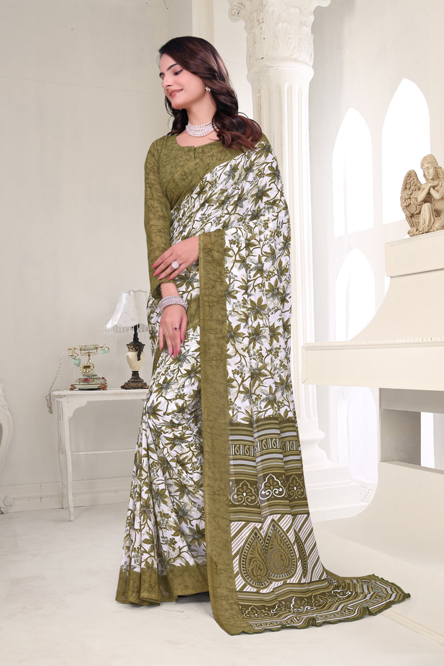 FBPSR-02 Affordable & Lightweight Premium Printed Georgette Saree | Comfort Fit Blouse