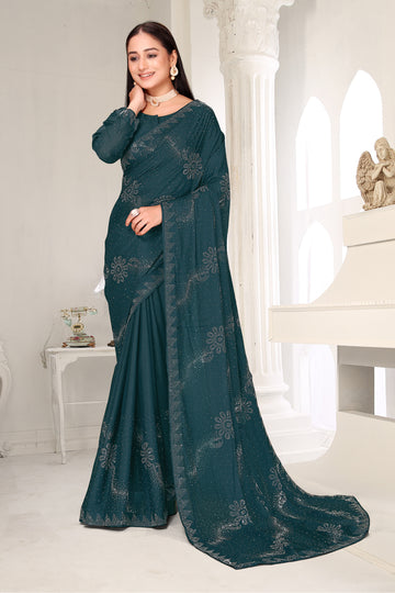 FBSR-709 Floral Silver Elegance saree