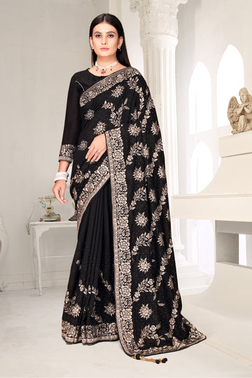 FBSR-726 Premium Soft Vichitra Saree | All-Over Floral Zari & Micro Crystals | Affordable Luxury | Fabeha Prêt
