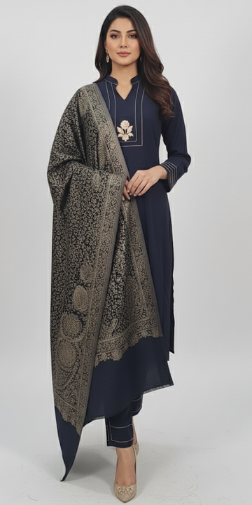 FBRS-1002 Affordable | Premium Winter Rayon | Ready to wear Coord set | Superior Stitch | Iconic Gold Jacquard Shawl