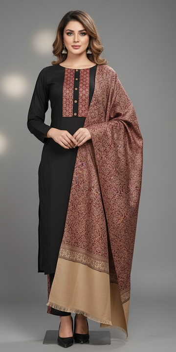 FBRS-1004 Affordable | Ready to Wear | Premium Winter Rayon Co-ord Set | Traditional Pashmina Woven Embroidery Shawl.