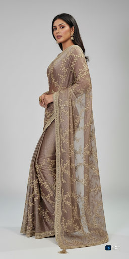 FBSR-LUX-02 Fabeha Exclusive | Luxury-Showstopper | Hand-Embroidered Saree | Shimmer Chiffon | Limited Edition Colours.