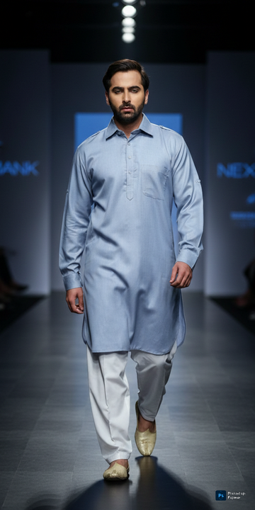 FBMS-88.  Men's Shalwar Kameez | Classic Shirt Collar | Premium Textured Wash-and-Wear