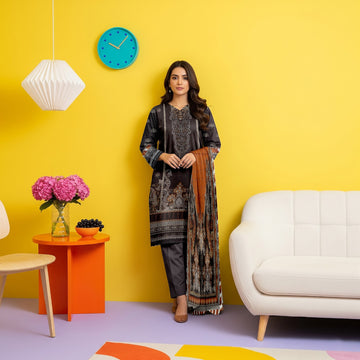LS-2867 Ready-to-Wear Pakistani Premium Winter Linen Suit - Espresso