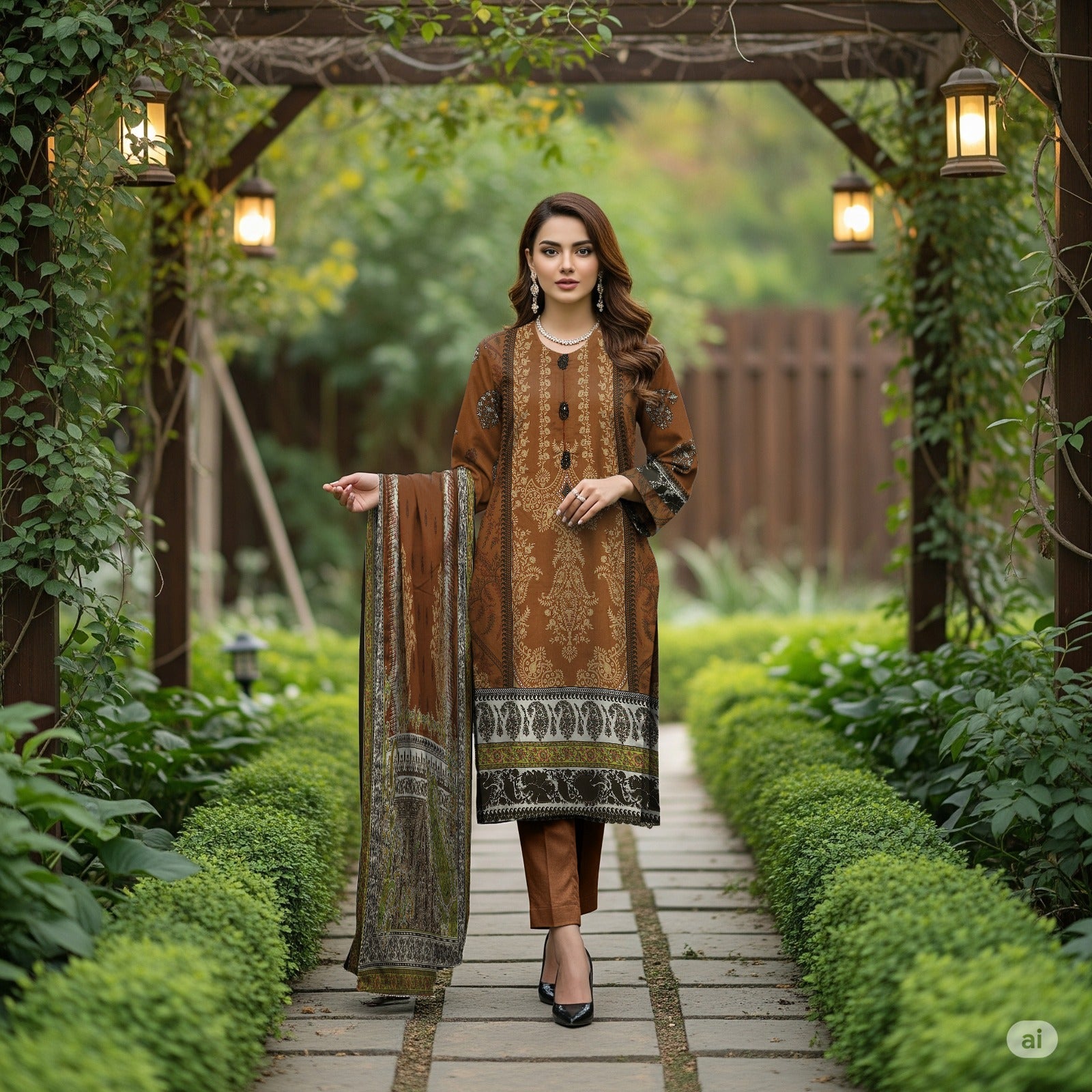 LS-2869 Ready-to-Wear Pakistani Premium Winter Linen Suit - Terracotta