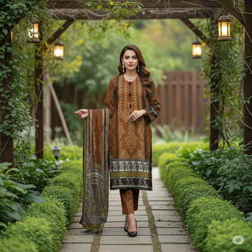 LS-2869 Ready-to-Wear Pakistani Premium Winter Linen Suit - Terracotta