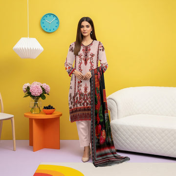 LS-2872 Ready-to-Wear Pakistani Premium Winter Linen Suit - Antique Rose