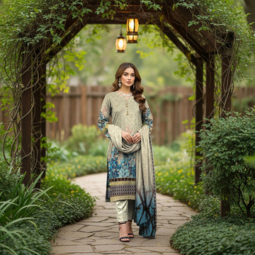 LS-2870 Ready-to-Wear Pakistani Premium Winter Linen Suit - Ecru Cream
