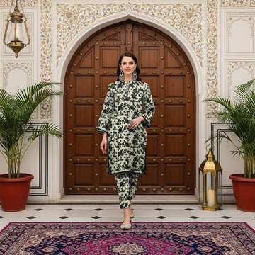 LS-2914 Premium Winter Dhanak 2- Piece |Ready to Wear|Co-ord Set|Cloud Grey Digital Print