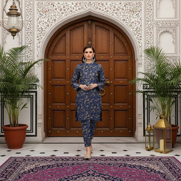 LS-2915 Premium Winter Dhanak 2- Piece |Ready to Wear|Co-ord Set|Mustard Gold Print