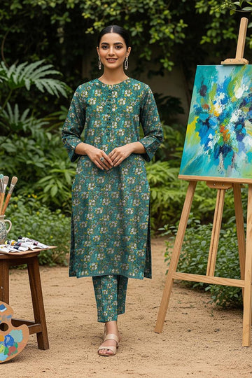 LS-2923 Ready -to -waer Premium Polo Linen 2-Piece Co-ord Set - Deep Aqua